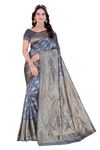 neeah Women's Jacquard Weaved Banarasi Silk Saree With Blouse Piece s207-grey