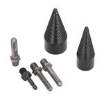 Wood Splitter Drill Bit, 6pcs Drill Bit Detachable Cones Kindling Wood Splitting Logs Bits 32mm 42mm Heavy Duty Splitting Cone Drill Bit with 4 Handles for Home, Outdoor Camping