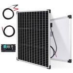 DYVIAHOME 50W Solar Panel Kit 12V Monocrystalline Battery Maintainer 10A Solar Charger Controller with Extension Cable and Battery Clips O-Ring Terminal fit RV Car Rooftop Camp Off Grid Applications