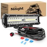 Nilight ZH411-A 12Inch 12 Inch 300W Triple Row Flood Spot Combo 30000LM Led Off Road Lights for Trucks with 16AWG Wiring Harness Kit,2 Years Warranty