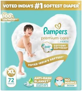 Pampers Premium Care Pant Style Baby Diapers XL 72 Count | No Marks Design | Voted India’s #1 Softest Diaper | All in 1 diaper with 360 Cottony Softness