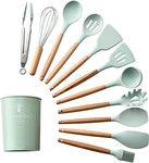 EASTHUA Silicone Kitchen Utensils Set, 12-Piece Kitchen Cookware Non-Stick Cookware is Heat-Resistant, BPA-Free, Cooking Tools, Stirring Kitchen Tool Set (Green)