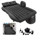 Greenhood Polyvinyl Chloride (PVC) Multifunctional Inflatable Car Bed Mattress with Two Air Pillows Car Air Pump and Repair Kit Camping Picnic Pool & Beach Universal Fit (Black)