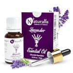 Naturalis Lavender Oil - Pure, Natural, and Undiluted Lavender Essential Oil for Hair, Skin Bath & Therapeutic Massage - Ideal Lavender Essential Oil for Diffuser - 15ml
