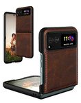 Foluu for Motorola Razr 2023 Case [Not fit Razr Plus 2023], Moto Razr 2023 Leather Case, PU Leather + Hard PC Shell Ultra Thin Slim Durable Protective Phone Case Cover for Motorola Razr 2023 Brown