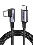 UGREEN USB C to USB C Cable 60W Fast Charge Right Angle USB C Cable Compatible with iPhone 16/15 Pro Max, Galaxy S24/S23 Ultra, Mi13, Pixel 8/7 Pro, iPad Air 5/Pro 2022, Macbook Pro/Air (0.5M)