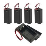 Osilly 5PCS 9V Car Battery Holder, Automotive DIY Battery Connector Containers Case with ON/Off Switch 2X Lead Wires Spring Clip, Universal for Vehicles Student Experiments LED Strips & More