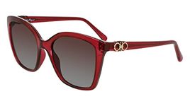 SALVATORE FERRAGAMO Brown Gradient Square Ladies Sunglasses SF1026S 655 54, Red