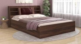 Royal Interiors Scott Engineered Wood King Size Bed with Box Storage | Double Wooden Cot Bed with Box Storage and Upholstered Headboard for Bedroom | Wooden Bed King Size Without Mattress