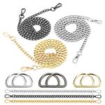 LANMOK Handbag Chain Strap, 6pcs Bag Metal Replacement Chains Shoulder Strap Chain with 6pcs D Rings for Purse Clutch Bag Wallet (Silver/Gold/Black)