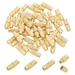 PH PandaHall Screw Twist Clasps, 50 Sets 12x4mm Brass Barrel Jewelry End Tip Caps 1mm Hole Tube Fastener Cord End Caps for DIY Bracelet Necklace Jewelry Making, Golden