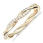 PAVOI 14K Gold Plated Sterling Silver Cubic Zirconia Twisted Rope Eternity Band Yellow Gold for Women Size 7