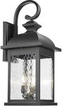 FEMILA 26" Outdoor Wall Light, Large Exterior Wall Lantern with Water Ripple Glass, 3-Light Outdoor Wall Light Fixtures for Entryway, Patio, Garage, and Doorway, E12 Base, 4FD54B-L BK