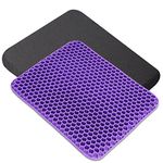 Gel Seat Cushion, Double Thick Breathable Seat Cushion Honeycomb Design Cool Gel Cushion with Non-Slip Cover, Office chair cushion, Back, Sciatica, Hip Pain Relif Seat Cushion for Home Car Wheelchair