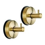 YOHOM Vacuum Suction Cup Towel Hooks Stainless Steel Bathroom Suction Hooks Sucker Shower Hook Suction Towel Holder for Kitchen Wall Heavy Duty Towel Hanger Coat Robe No Drill Gold 2PCS