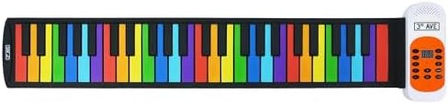 3rd Avenue 49 Key Rainbow Soft Touch Roll Up Piano Keyboard for Beginners with Built-In Speaker