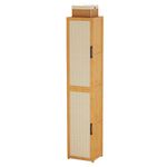 Vertical Shoe Rack Storage Organizer, Bamboo Narrow Shoe Rack,Tall slim shoe rack for narrow space,Free Standing Cabinet with Door, Space Saving Corner Shoe Stand (30×33×188cm)