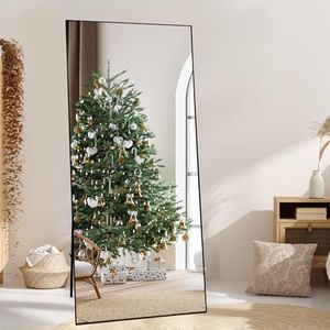 Garvee Full Length Mirror 71 * 31, Oversized Full-Body Hanging or Leaning Rectangle Mirror, Aluminum Alloy Thin Frame Floor Mirror for Bedroom, Living/Dressing Room, Gym, Black