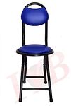 IYB Metal - 18-Inch Seating Height Strong Heavy Duty Folding Chair With Seat And Back Cushion For Namaz Office Home Garden Breakfast Padded Blue