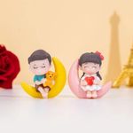 ascension Sweety Moon Couple Miniature Figurine Showpiece Gift for Your Love Romantic Valentine Day Gift for Girlfriend, Boyfriend Cute Baby Dolls Couple Showpiece