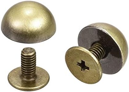 uxcell Screw Back Rivets, 12 Sets 10x5mm Round Studs Rivet Leather Studs Spike for Purse Handbag Leather Craft, Bronze Tone