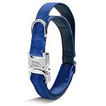 Black Rhino - Tactical Dog Collar Ultra-Soft Neoprene Padded Dog Collars for Medium, Large, XL Dogs | Heavy Duty Metal Buckle | Padded Handle for Dog Training (Medium, Blue)