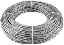 TooTaci 3/16 Wire Rope Cable, 100ft T316 Stainless Steel Cable 3/16 inch, Braided Steel Cable 7×19 Strands, Marine Grade Aircraft Cable 3/16 for Cable Railing, Wire Railing for Deck,Porch Railing