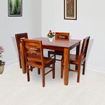 WOODY Furniture™ Solid sheesham Wood 4 Seater Dining Room Sets | Wooden Dining Table with 4 Chairs | Dining Table Set for Home Living Room Furniture (Honey Finish)