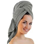 SUNLAND Large Microfiber Hair Towels for Women Long, Curly, Thick，Wet Hair, Super Soft Anti Frizz Hair Drying Towel with Double-Sided Elastic Band, Fast Drying Hair Turbans 27.5 x 41.3 inches