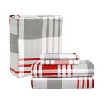 Lane Linen 100% Cotton Flannel Sheets Set - Twin Flannel Sheets 3-Piece Bedding Set, Brushed for Extra Softness, Warm,Hotel Sheets,15" Deep Pocket (Fits Upto 17" Mattress) - Red Plaid
