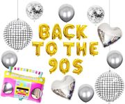 FI - FLICK IN Latex 24 Pcs 1990s Retro Party Decorations Radio Music Foil Balloons Lets Party Back to 90s Theme Lets Disco Balloon Decoration Confetti & Chrome Balloons (Pack of 24, Multicolor)