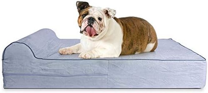 Large 5.5'' Orthopedic Memory Foam Dog Bed With 2.5'' Pillow - Includes Waterproof Inner Protector & Removable Cover - Grey