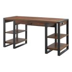 Pemberly Row 60" Industrial Wood Computer Desk in Dark Walnut