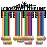 CREATCABIN Running Medal Hanger Display Sports Medal Holder over 60+ Medals Award Iron Rack Wall Mount Hanging Decor for Runner Marathon Athlete Medalist Black 15.7 x 5.6Inch - I Crossed The Line