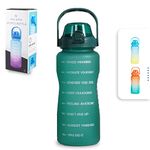 SOLARA Sipper Bottle for Adults 2 Litre with Motivational Time Marker, Leakproof Durable BPA Free Non-Toxic Bottle for Office, Gym, Detoxing eBook included, Hunter Green 2L