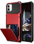 Vofolen Case for iPhone 11 Case Wallet 4-Card Holder ID Slot Flip Door Hidden Pocket Anti-Scratch Dual Layer Hybrid TPU Bumper Armor Protective Hard Shell Back Cover for iPhone 11 6.1 inch Red