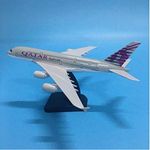 QIDS Airplane Model 20 CM Aircraft Qatar Airbus A380 Plane Metal Diecast Aircraft Model Toy Plane