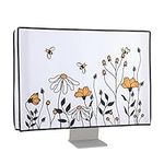 kwmobile Computer Monitor Cover Compatible with 27-28" monitor - Bees and Flowers Black/Orange/White