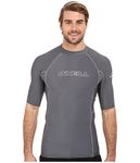 O'Neill Wetsuits Men's Basic Skins UPF 50+ Short Sleeve Rash Guard, Smoke, Large