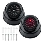 OctBird 2PCS Dummy Camera, Decoy Security Cameras with Flashing Red Light with Security Alert Sticker Decals, Dummy Fake Security Camera for Home Security, 2 Pack, Black