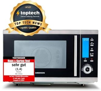 MEDION MD 15501 4 in 1 Mikrowelle mit Grill (25 Liter, 900 Watt, 1100 Watt Grill, 2500 Watt Heißluft, 10 Automatik-Programme) silber