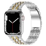 Anlinser Bracelet Compatible with Apple Watch Band 45mm 44mm 42mm for Women Men, Adjustable Stainless Steel Metal Replacement Strap Compatible with iWatch Series 9 8 7 6 5 4 3 SE (Silver Gold)