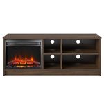 Ameriwood Home Noble Asymmetrical 55" TV Stand with Electric Fireplace, Walnut