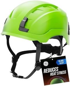 GE Safety Helmet, Impact Absorbing Tech, Adjustable Ratchet, ANSI Type 1, Memory Foam Padding, Hard Hats Protection, Lightweight, Durable, Chin Strap - Green, Class G & E, Non-Vented, OSHA Approved