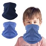 HEGCOIIE 2 Pack Kids Neck Warmer Fleece Windproof Winter Bandana Neck Gaiter Face Covering Snood Scarf Mask Multifunctional Headwear for Boys and Girls Skiing Running Cycling