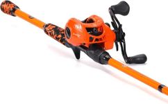 Sougayilang Fishing Rod and Reel Combo, Baitcasting Combo, IM7 Graphite Blank Rods,EVA Handle-2.1M with Left Handed- Orange
