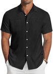 COOFANDY Men's Linen Shirt Beach Summer Short Sleeve Button Down Casual Shirts