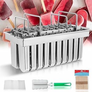 WICHEMI Stainless Steel Popsicle Molds Metal Ice Pop Molds 20PCS 2-IN-1 Commercial Ice Lolly Popsicle Mold Ice Cream Maker Mould Stick Holder with Lid Single Cup Capacity 108g/115g