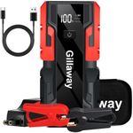 Gillaway 001B 4000A Car Jump Starter, Jump Starter Battery Pack for Up to 10L Gas and 8L Diesel Engines, Portable 12V Jump Box with USB Ports, LCD Display, Storage Case, LED Light