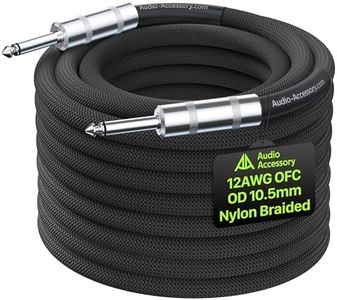 AA AUDIO ACCESSORY 12 AWG OFC Speaker Cable 1/4 Inch 50ft Nylon Braided, Kevlar-Reinforced, Noiseless Design Triple(2 OFC&Al-Foil) Shielded Guitar Amp Head to Cabinet Cable for Marshall Boss Cab&Head